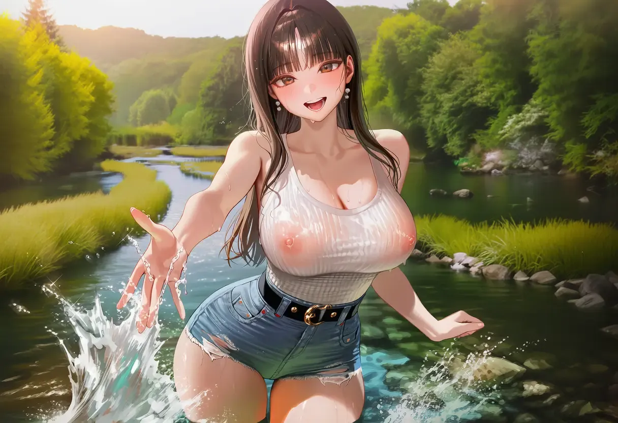 서유진 계곡 물놀이